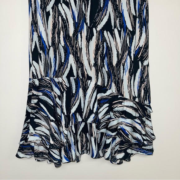 Reiss Dress Women's Size 6 US Black Blue Grey Abstract Ruffle Sleeveless Mini - Picture 6 of 13